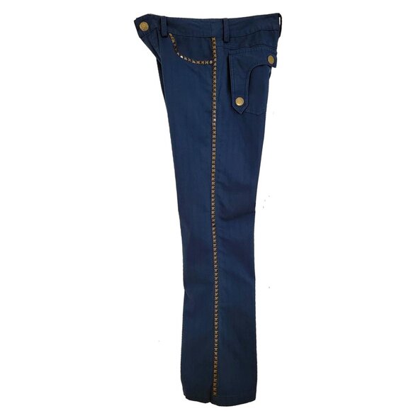 Blue Flare Embellished Men's Blue Pants - Picture 5 of 9